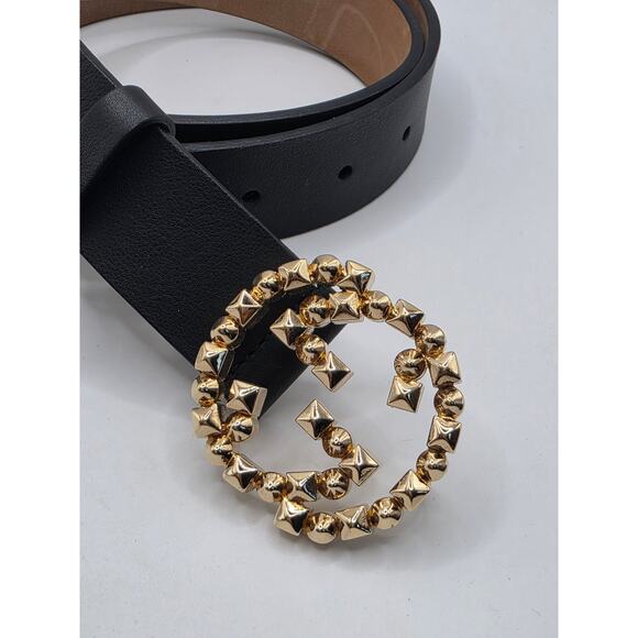 Gucci Black Leather Gold-tone GG Buckle Belt S 80/32 sz main image 7